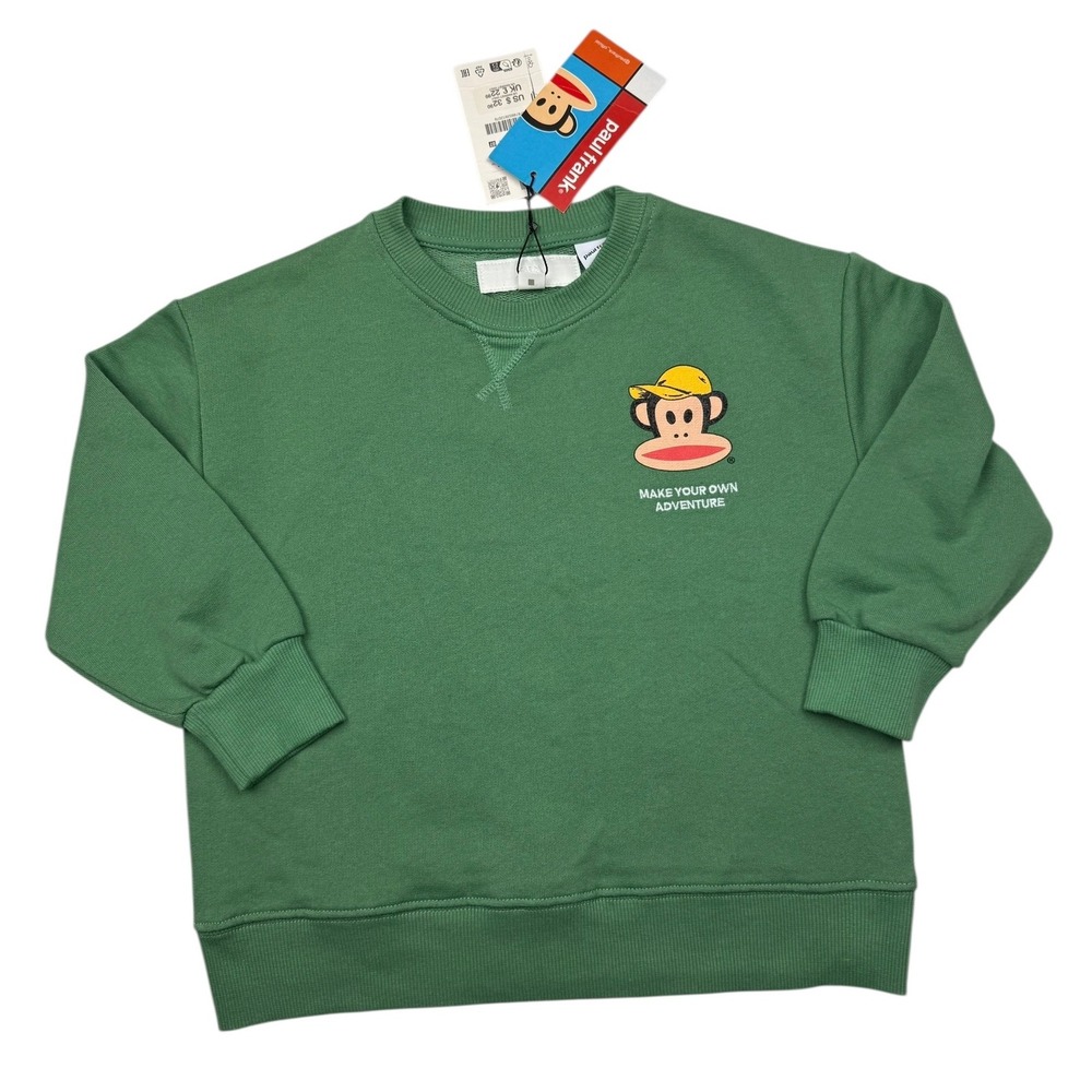 Zara Paul Frank Kids Green Sweatshirt‎ Julius Monkey Your Own Adventure Size 6-7